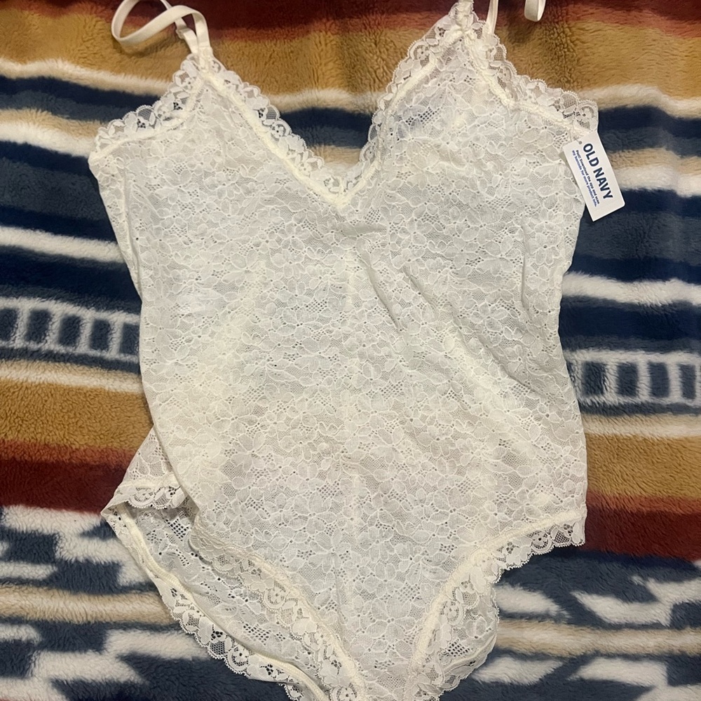 Old Navy White Lace Bodysuit